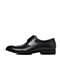 BASTO/百思图2018夏季专柜同款黑色牛皮商务系带方跟男皮鞋A1301BM8
