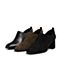 BASTO/百思图2018春季专柜同款黑色牛皮简约纯色方头粗跟女皮鞋AQ153AM8