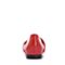BASTO/百思图2018春季专柜同款红色牛皮革尖头小V口方跟女单鞋A6658AQ8