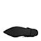 BASTO/百思图2018春季专柜同款黑色牛皮革尖头小V口方跟女单鞋A6658AQ8