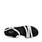 BASTO/百思图2018夏季专柜同款白色牛皮革/人造革水钻坡跟休闲女凉鞋DB613BL8