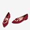 BASTO/百思图2018秋季专柜同款红色羊皮革水钻浅口休闲女单鞋YUP01CQ8