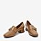 BASTO/百思图2018秋季专柜同款棕色软面羊皮革纯色方跟女单鞋YUG02CQ8
