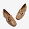 BASTO/百思图2018秋季专柜同款棕色软面羊皮革纯色方跟女单鞋YUG02CQ8