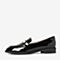 BASTO/百思图2018秋季专柜同款黑色牛皮革珍珠乐福鞋女皮鞋YUC01CQ8