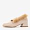 BASTO/百思图2018秋季专柜同款米色牛皮革珍珠方头纯色女单鞋RPX21CQ8