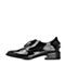 BASTO/百思图2018秋季专柜同款黑色牛皮革纯色方跟女单鞋RMD24CM8