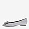 BASTO/百思图2018秋季专柜同款银色亮片布水钻浅口方跟女单鞋RPI29CQ8