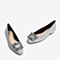 BASTO/百思图2018秋季专柜同款银色亮片布水钻浅口方跟女单鞋RPI29CQ8