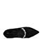 BASTO/百思图2018秋季专柜同款黑色羊皮革珍珠绑带女浅口鞋A0112CQ8