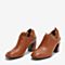 BASTO/百思图2018秋季专柜同款焦糖色牛皮革简约纯色粗跟女皮鞋A1256CM8