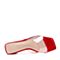 BASTO/百思图2018夏季专柜同款白/红PU革粗跟一字女凉拖鞋RNL17BT8