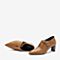 BASTO/百思图2018秋季专柜同款土黄色羊皮革尖头简约纯色女皮鞋PD301CM8