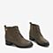 BASTO/百思图2018冬季专柜同款卡其色牛皮革系带方跟女皮靴短靴YWR02DD8