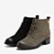 BASTO/百思图2018冬季专柜同款黑色牛皮革系带方跟女皮靴短靴YWR02DD8