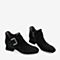BASTO/百思图2018冬季专柜同款黑色羊皮革方跟女皮靴短靴RLU41DD8