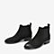 BASTO/百思图2018冬季专柜同款牛皮革方跟切尔西靴女短靴A1811DD8