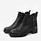 BASTO/百思图2018冬季黑色牛皮革方跟绒里女皮靴短靴A3398DD8