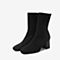 BASTO/百思图2018冬季黑色针织布方头粗跟纯色时尚袜靴女中靴RPT60DZ8