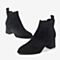 BASTO/百思图2018冬季黑色羊皮革纯色休闲粗跟切尔西靴女皮靴PD101DD8