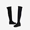 BASTO/百思图2018冬季黑色纺织品套筒拉链厚底超长靴女靴A1833DC8