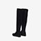 BASTO/百思图2018冬季黑色纺织品套筒拉链厚底超长靴女靴A1833DC8