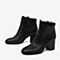 BASTO/百思图2018冬季专柜同款粗跟女皮靴短靴AX871DD8