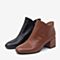 BASTO/百思图2018冬季专柜同款牛皮革纯色粗跟女皮靴短靴A1101DD8