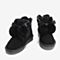 BASTO/百思图2018冬季专柜同款黑色剖层牛皮革雪地靴女靴Y1988DD8