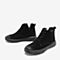 BASTO/百思图2018冬季专柜同款黑色剖层牛皮革系带女短靴YMG06DD8
