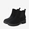 BASTO/百思图2018冬季黑色羊皮革套筒纯色方跟女休闲靴短靴DD067DD8