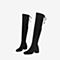 BASTO/百思图2018冬季黑色弹力布时尚方头简约方跟女靴超长靴X1812DE8