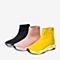 BASTO/百思图2018冬季黑色纺织物坡跟短靴女休闲靴袜靴YSY07DD8