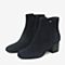 BASTO/百思图2018冬季黑色羊皮革通勤OL粗跟女皮靴短靴TRO47DD8