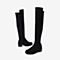 BASTO/百思图2018冬季黑色侧拉链方跟弹力靴女长靴A1966DG8