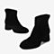 BASTO/百思图2018冬季专柜同款黑色羊皮革通勤粗跟女短靴VD2A8DD8