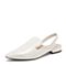 BASTO/百思图年夏季米白色牛皮革简约纯色方跟后空女凉鞋AC009BH9