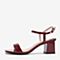 BASTO/百思图夏季专柜同款酒红色双色漆牛皮革休闲女皮凉鞋RVE17BL9