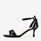 BASTO/百思图夏季专柜同款黑色绵羊皮革休闲女皮凉鞋RVM02BL9