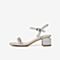 百思图2020夏季新款商场同款一字式扣带水钻粗高跟女凉鞋RNU12BL0