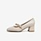 百思图2020秋季新款时髦气质一字饰带圆头粗跟女单鞋HC857CQ0