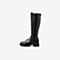 百思图2020冬新款时尚绑带厚底加绒瘦瘦靴骑士靴女长筒靴MD701DG0