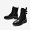 百思图2020冬季新款商场同款潮酷皮带扣加绒马丁靴女皮靴RE160DZ0