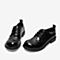 百思图2021春季新款时尚潮酷鳄纹圆头方跟系带单鞋女皮鞋WIJ04AM1