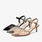 百思图2021夏季新款优雅仙女风网纱尖头细跟一字带女凉鞋TEY01BH1