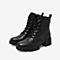 百思图2021冬季新款商场同款英伦风粗跟厚底马丁靴女短靴RFY46DD1