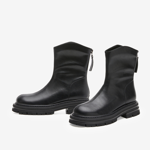 百思图2022冬季新款商场同款时尚潮流厚底时装靴女短靴MD602DD2