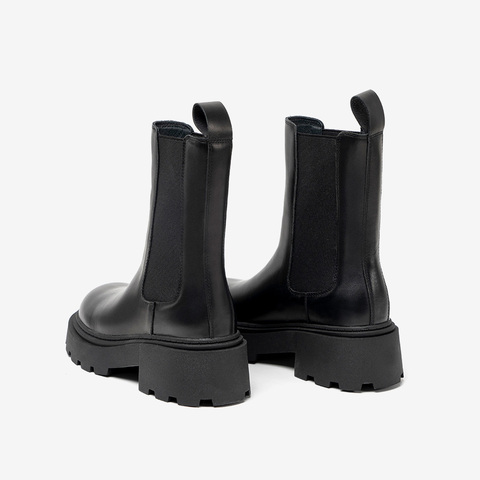 百思图2022冬季新款厚底经典潮流搭配烟筒靴切尔西靴女靴ID166DD3