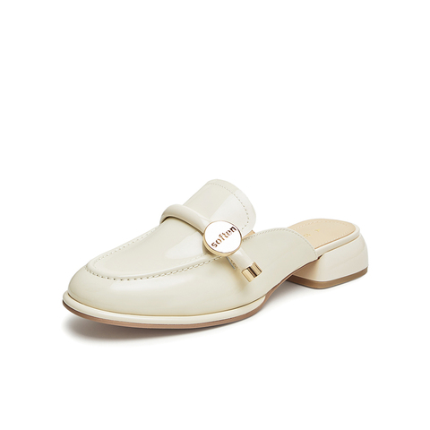 百思图2024夏季新款商场同款简约时尚穆勒拖粗跟女凉鞋KB236BH4