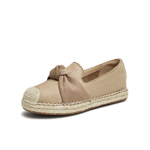 百思图2024秋季新款时尚休闲蝴蝶结渔夫鞋平跟女单鞋A0071CA4